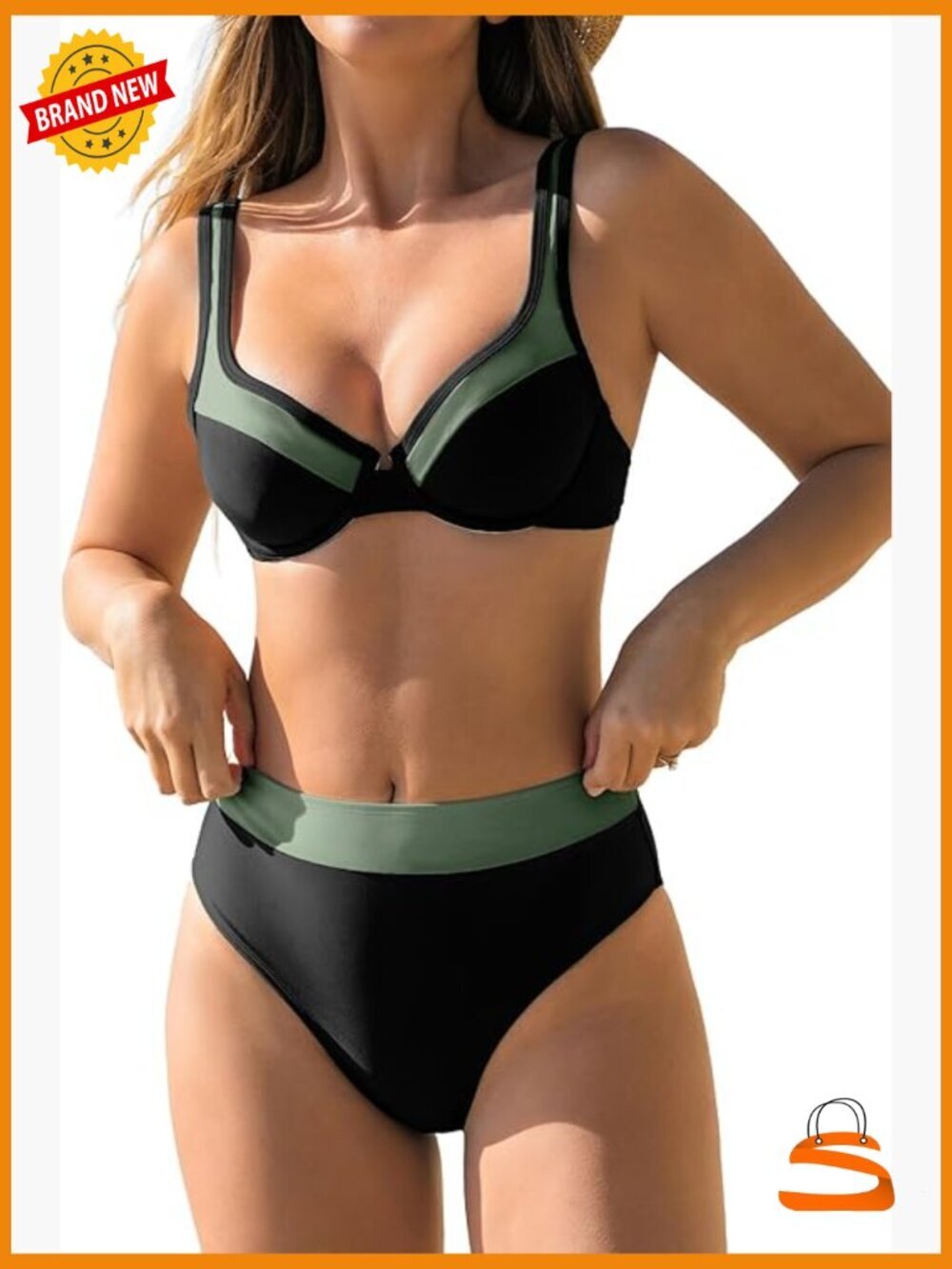 High Waisted Underwire Bikini Set with Adjustable Straps
